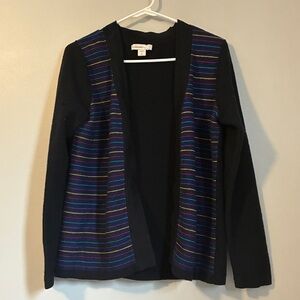 Coldwater Creek Black Cardigan with Multicolor Stripes